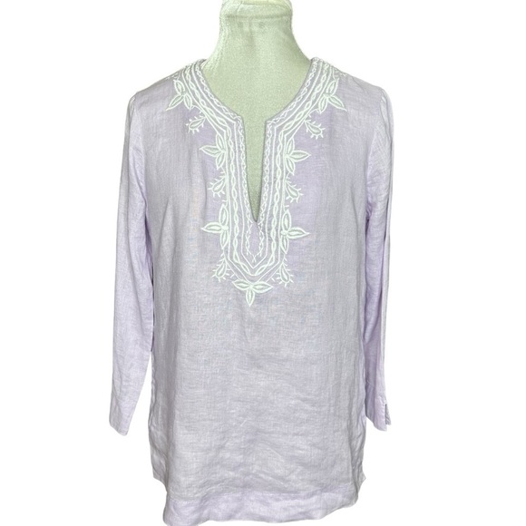 Lilly Pulitzer Amelia Island Linen Tunic Blouse Top Iced Lilac. Size Small - Picture 1 of 5
